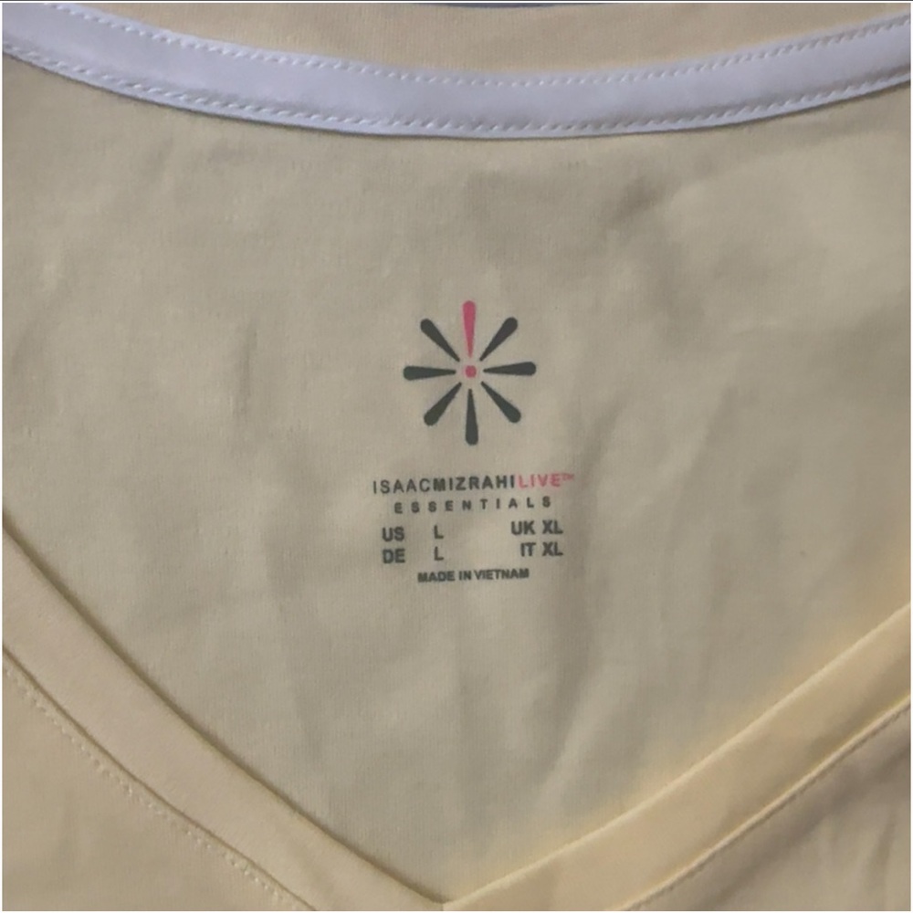 Isaac Mizrahi Live Light Yellow V-Neck Short Sleeve Tee Size L - Picture 7 of 8